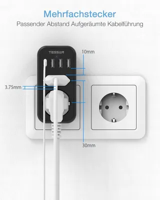 TESSAN Stopcontact Adapter USB C 2-voudig — miniatuur 11