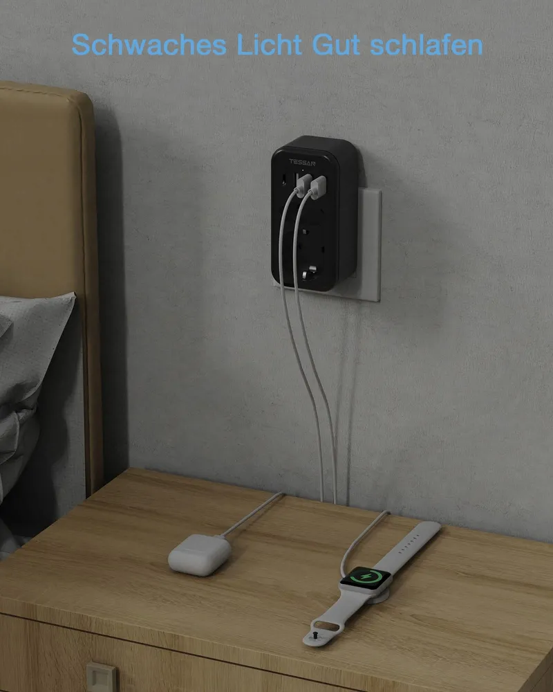 TESSAN Stopcontact Adapter USB C 2-voudig β foto 6