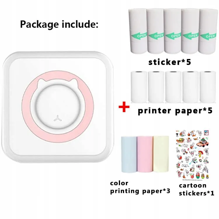 WANGCL Mini Draagbare Inktloze Fotoprinter iOS Android Roze — foto 7