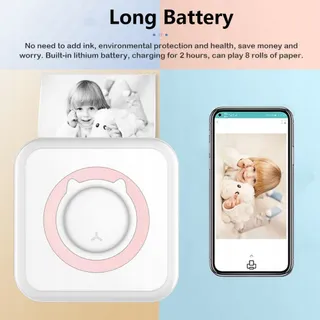 WANGCL Mini Draagbare Inktloze Fotoprinter iOS Android Roze — miniatuur 3