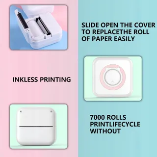 WANGCL Mini Draagbare Inktloze Fotoprinter iOS Android Roze — miniatuur 5