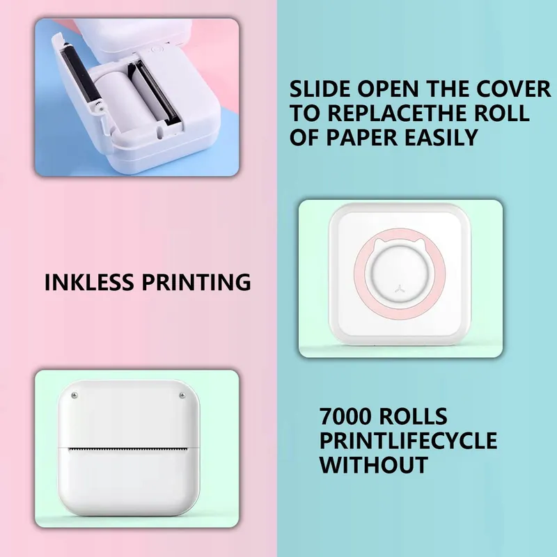 WANGCL Mini Draagbare Inktloze Fotoprinter iOS Android Roze — foto 5