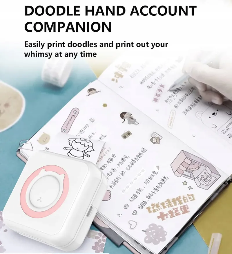 WANGCL Mini Draagbare Inktloze Fotoprinter iOS Android Roze — foto 6