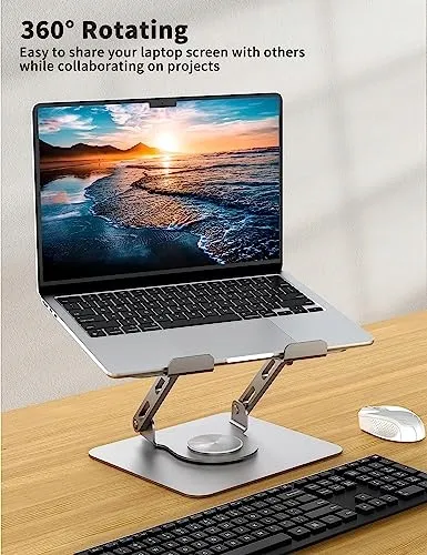 SOUNDANCE Laptopstandaard 360° Draaibaar Ergonomisch Zilver — foto 2