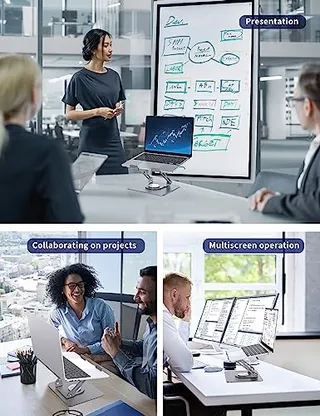 SOUNDANCE Laptopstandaard 360° Draaibaar Ergonomisch Zilver — miniatuur 3