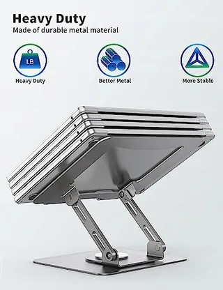 SOUNDANCE Laptopstandaard 360° Draaibaar Ergonomisch Zilver — miniatuur 4