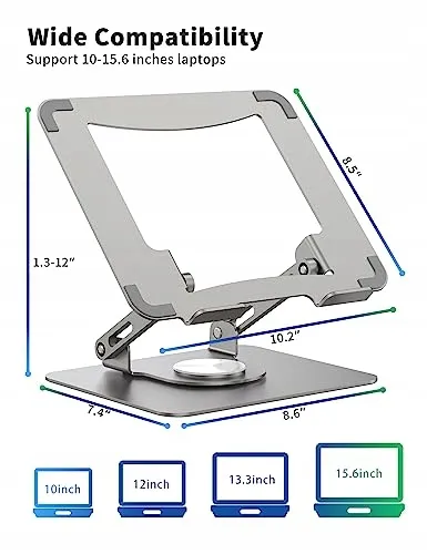 SOUNDANCE Laptopstandaard 360° Draaibaar Ergonomisch Zilver — foto 7