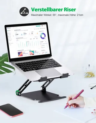 GLANGEH Aluminium Laptopstandaard Ergonomisch Verstelbaar 10-16 inch — miniatuur 2