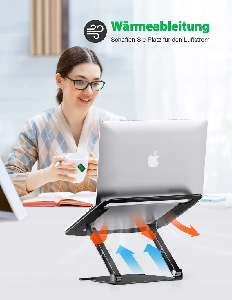 GLANGEH Aluminium Laptopstandaard Ergonomisch Verstelbaar 10-16 inch — foto 3