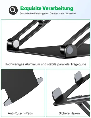 GLANGEH Aluminium Laptopstandaard Ergonomisch Verstelbaar 10-16 inch — miniatuur 4