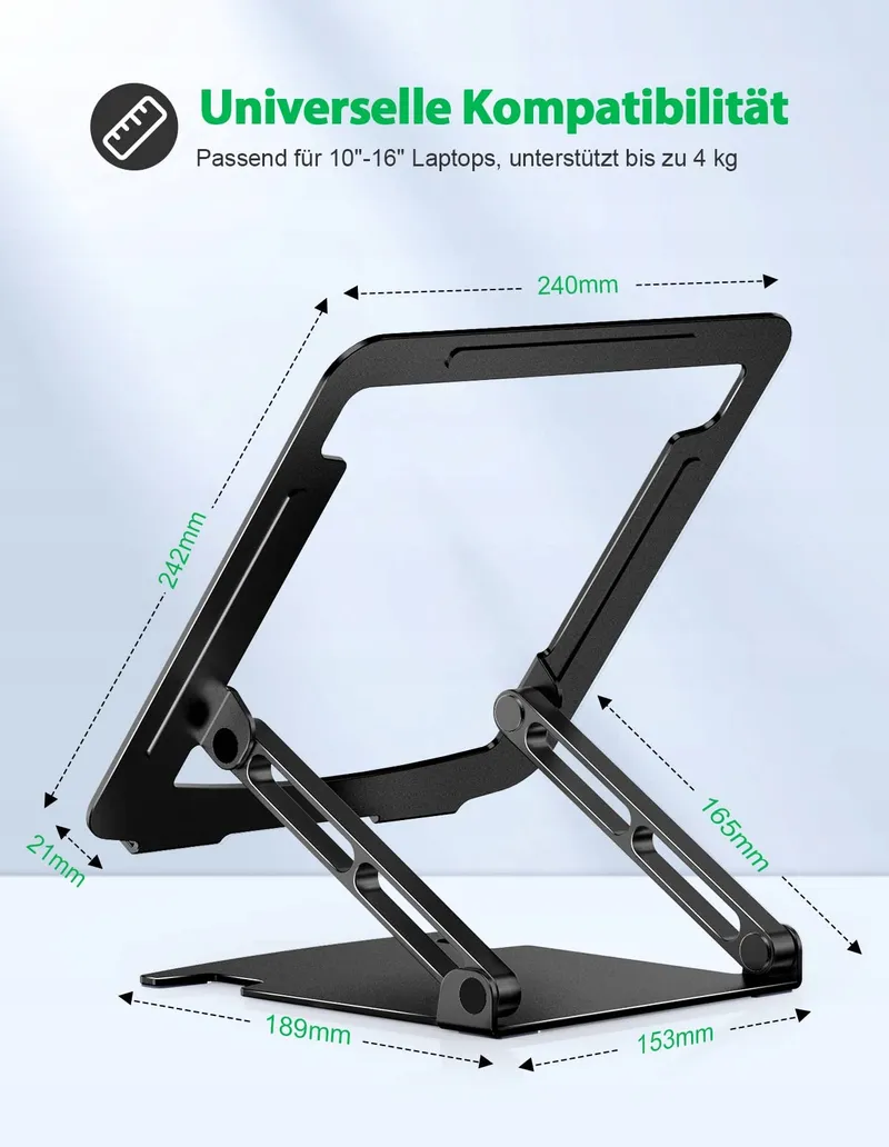 GLANGEH Aluminium Laptopstandaard Ergonomisch Verstelbaar 10-16 inch — foto 6