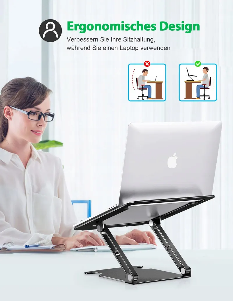 GLANGEH Aluminium Laptopstandaard Ergonomisch Verstelbaar 10-16 inch — foto 7
