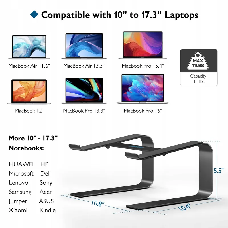 BONTEC Ergonomische Laptopstandaard 10-17,3 Inch Zwart — foto 3