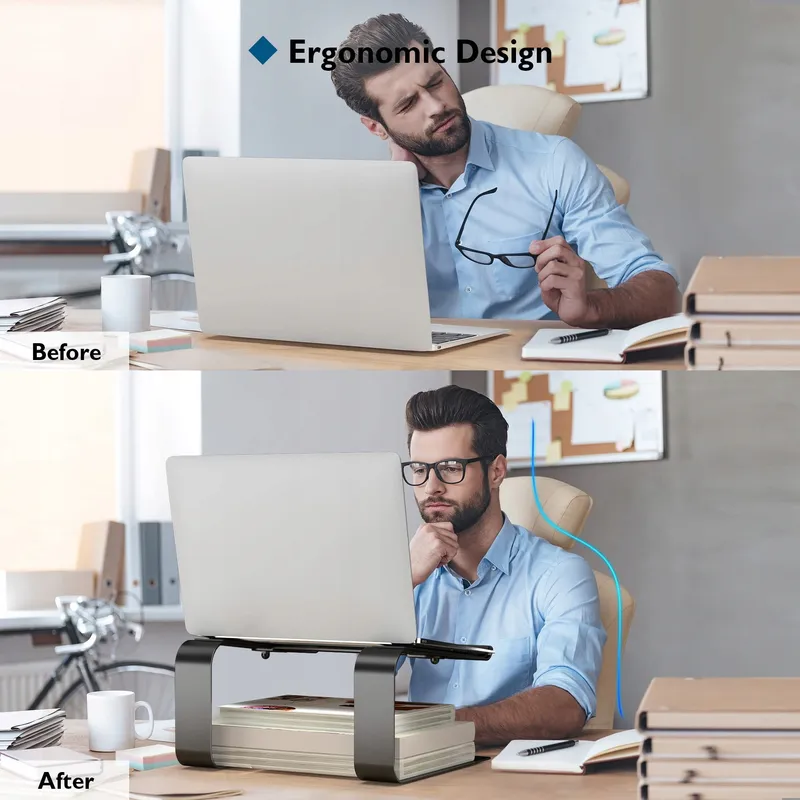 BONTEC Ergonomische Laptopstandaard 10-17,3 Inch Zwart — foto 2