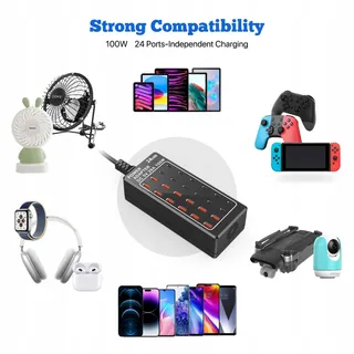 USB C Oplader 24-Poorts 100W iPhone Samsung Google — miniatuur 3