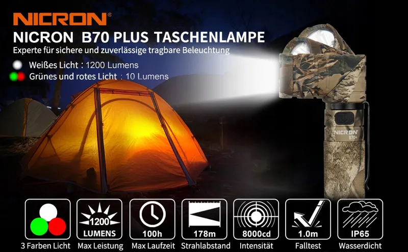 NICRON USB Zaklamp 1200 Lumen Magneet Militair — foto 13