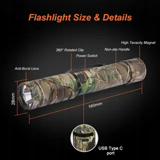 NICRON USB Zaklamp 1200 Lumen Magneet Militair — miniatuur 14