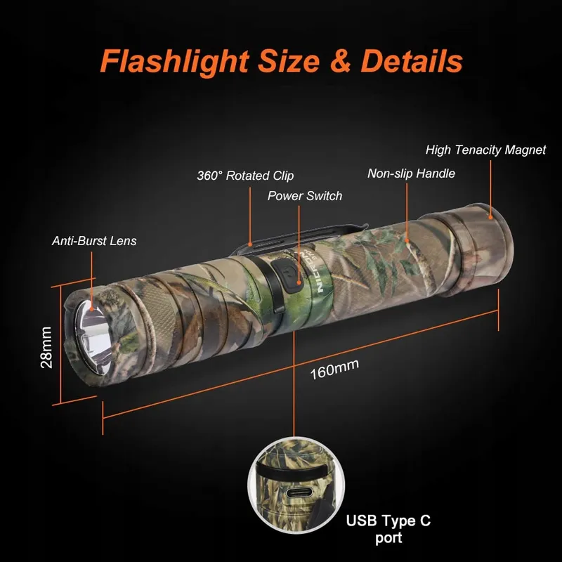 NICRON USB Zaklamp 1200 Lumen Magneet Militair — foto 5