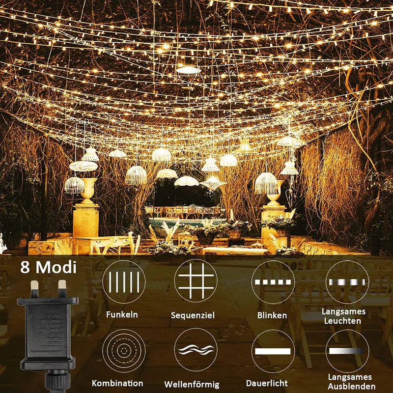 JOYCOME LED Lichtgordijn 6mx3m 600LED Warm Wit — foto 3