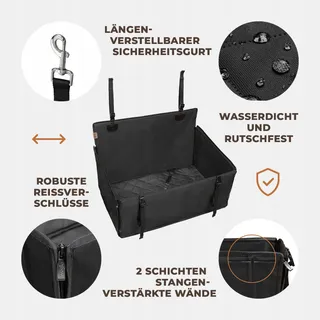 WUGLO Waterdichte Stabiele Autostoel Hond Zwart L