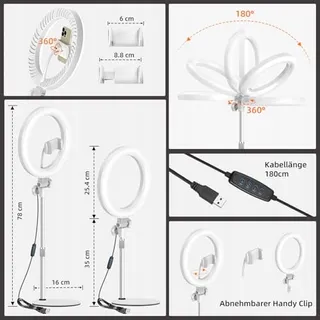 EVERSHOP LED Ringlamp 10,5" met Statief Streaming Videobellen — miniatuur 5