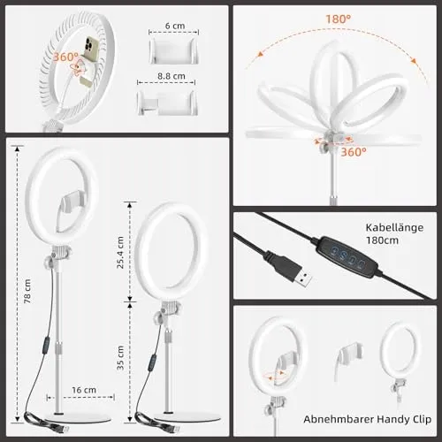 EVERSHOP LED Ringlamp 10,5" met Statief Streaming Videobellen — foto 5