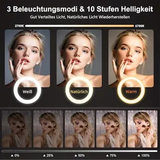 EVERSHOP LED Ringlamp 10,5" met Statief Streaming Videobellen — miniatuur 3