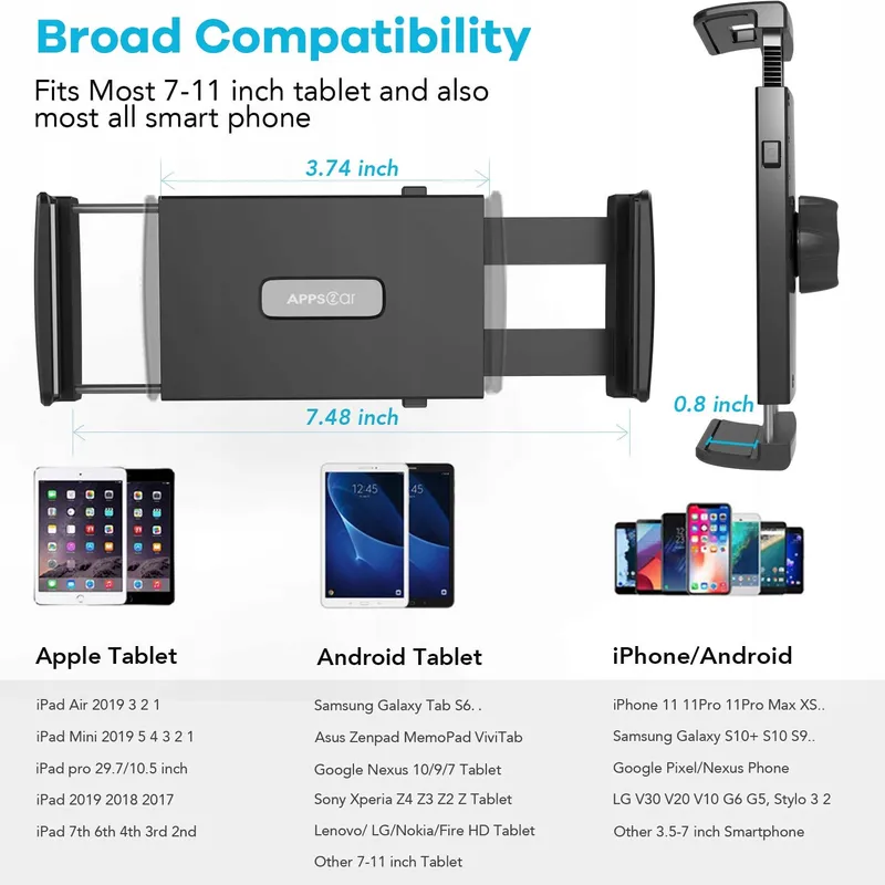 APPS2CAR Autohouder Tablet Telefoon 360° 4-11" — foto 4