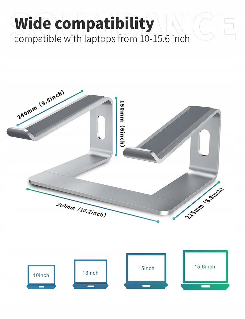 SOUNDANCE Aluminium Laptopstandaard Ergonomisch Bureau 10-156 inch — foto 2
