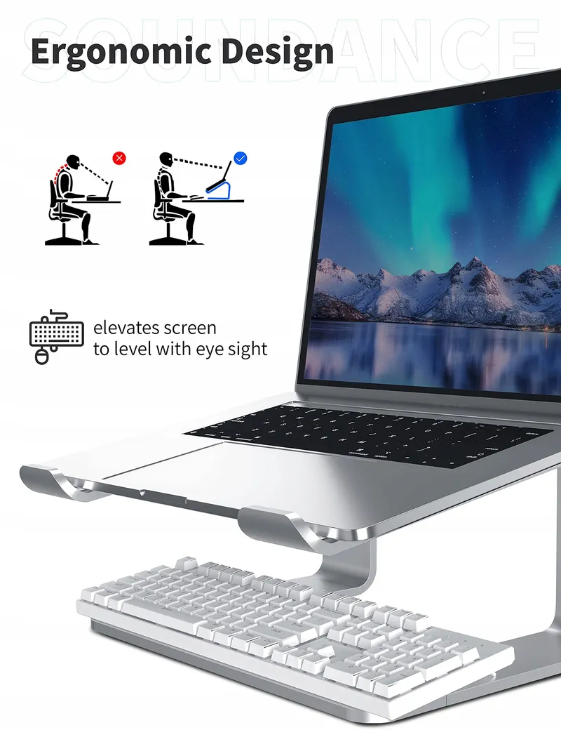 SOUNDANCE Aluminium Laptopstandaard Ergonomisch Bureau 10-156 inch — foto 3