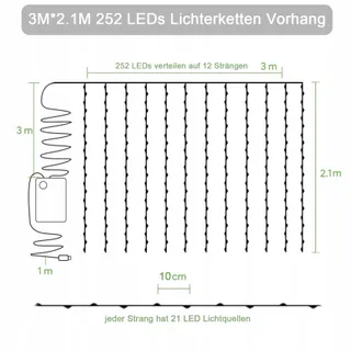 KASZOO Klimop Lichtgordijn 252 LED 3x2,1m Decoratief — miniatuur 2