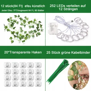 KASZOO Klimop Lichtgordijn 252 LED 3x2,1m Decoratief — miniatuur 3