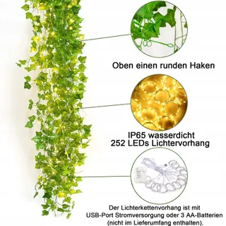 KASZOO Klimop Lichtgordijn 252 LED 3x2,1m Decoratief — miniatuur 4