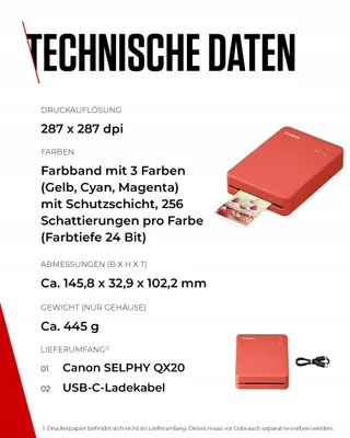CANON SELPHY QX20 Mobiele Fotoprinter WLAN USB-C Terracotta — miniatuur 6