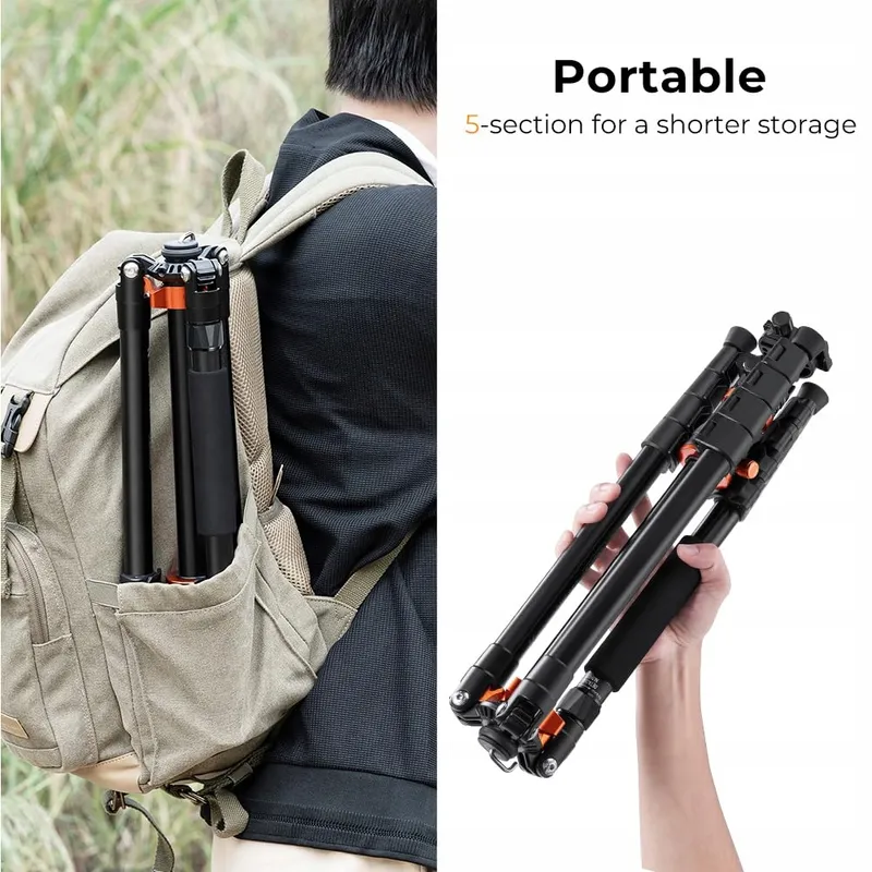 K&F CONCEPT Aluminium Statief 186cm met Monopod 360° Kop — foto 4