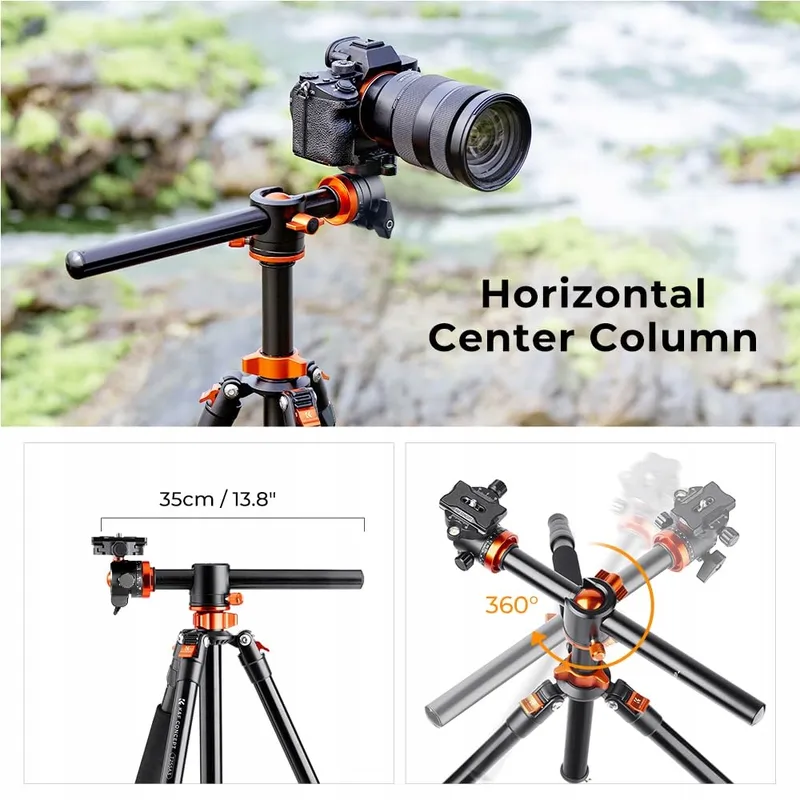 K&F CONCEPT Aluminium Statief 186cm met Monopod 360° Kop — foto 3