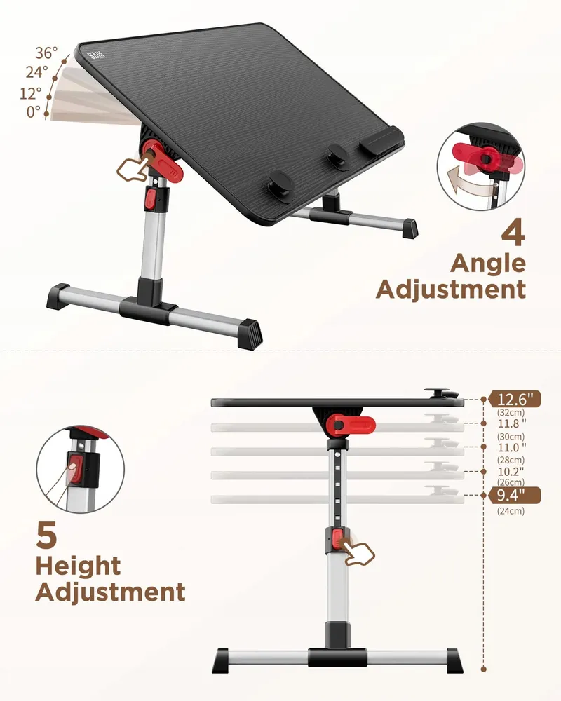 SAIJI Opvouwbare Verstelbare Laptoptafel 16x33cm Zwart — foto 4