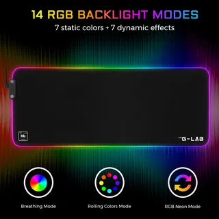 THE G-LAB Rubidium Muismat XXL RGB LED Antislip 800x300x3mm — miniatuur 2