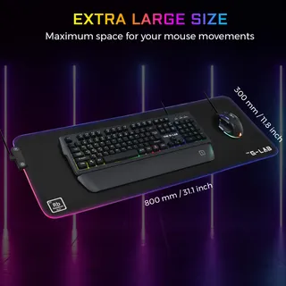 THE G-LAB Rubidium Muismat XXL RGB LED Antislip 800x300x3mm — miniatuur 5