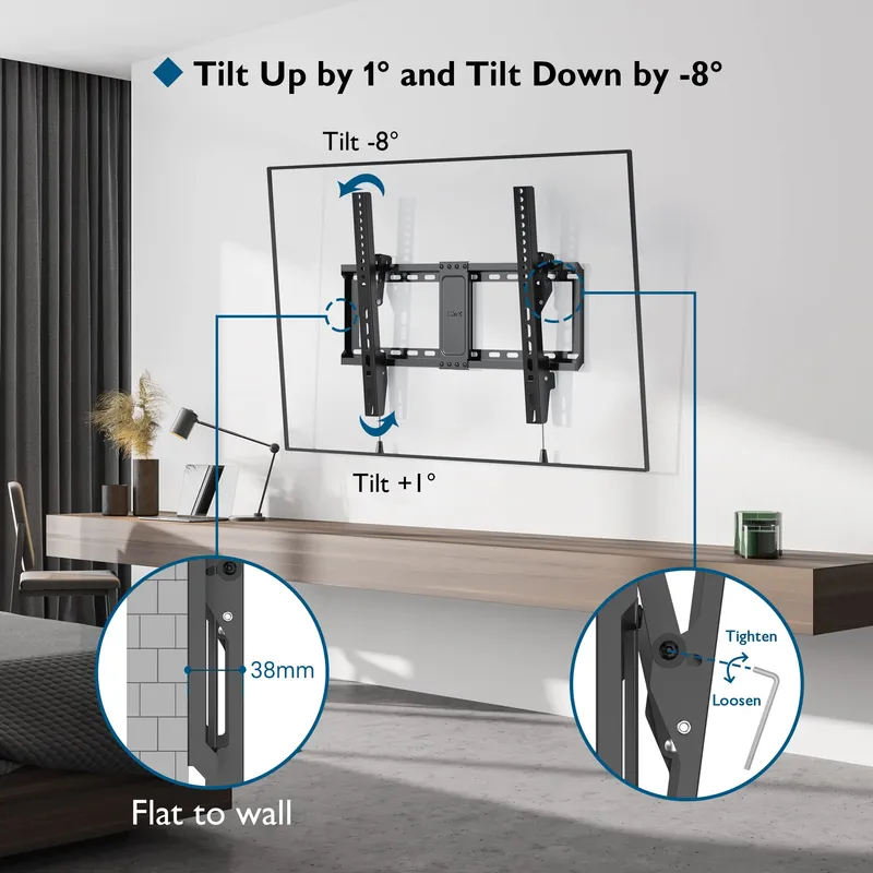 BONTEC TV Muurbeugel Kantelbaar 37-82 Inch VESA 600x400 60kg — foto 1