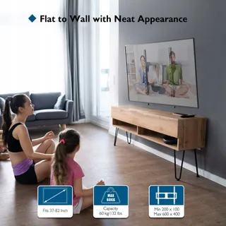 BONTEC TV Muurbeugel Kantelbaar 37-82 Inch VESA 600x400 60kg — miniatuur 8