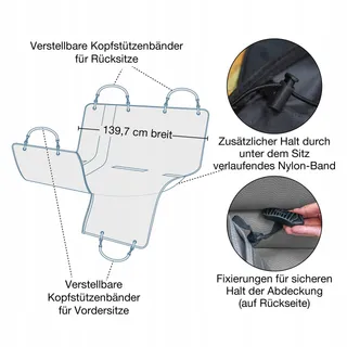 KURGO Wander Autostoelmat Hond Waterdicht Achterbank Zwart — miniatuur 5