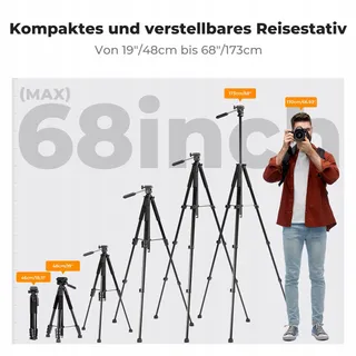 K&F CONCEPT Licht Statief 172cm Camera's Smartphones met Tas — miniatuur 4