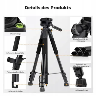K&F CONCEPT Licht Statief 172cm Camera's Smartphones met Tas — miniatuur 9