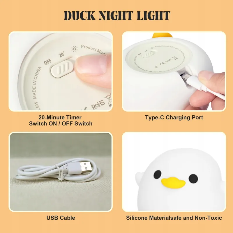 YUANDIAN Dodo Duck LED Nachtlampje Siliconen Touch — foto 4