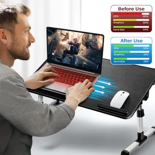 AIROPEN Laptoptafel Bed Verstelbaar Opvouwbaar Koeling Zwart — miniatuur 3