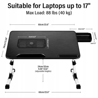 AIROPEN Laptoptafel Bed Verstelbaar Opvouwbaar Koeling Zwart — miniatuur 2