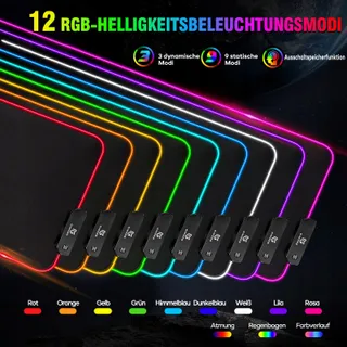 GIMARS Gaming Muismat XXL RGB LED 800x300x5mm Waterdicht — miniatuur 2