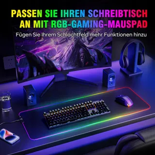 GIMARS Gaming Muismat XXL RGB LED 800x300x5mm Waterdicht — miniatuur 3