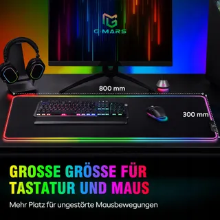 GIMARS Gaming Muismat XXL RGB LED 800x300x5mm Waterdicht — miniatuur 5